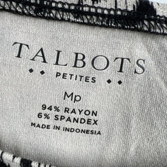 Talbots Dress Size Medium Petite Animal Print Colorful 1/2 Sleeve Stretch Sheath - Picture 3 of 7